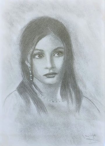 Jenny, Deep in thought, charcoal & graphite.
